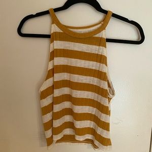 striped white and yellow halter top american eagle